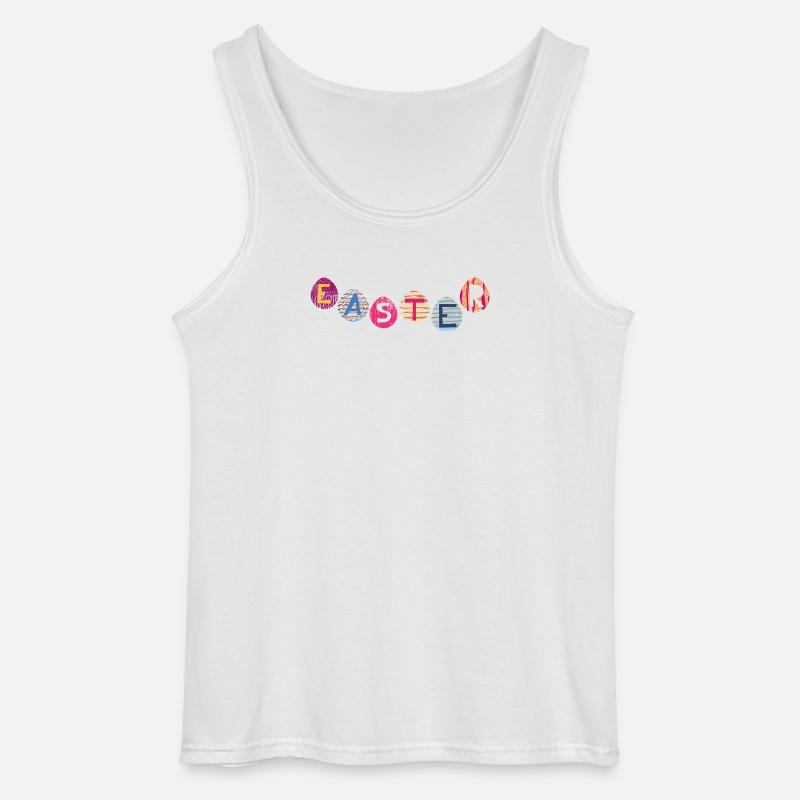 Osterbuchstaben auf bunten Eiern - Gildan Männer Tank Top - Weiß
