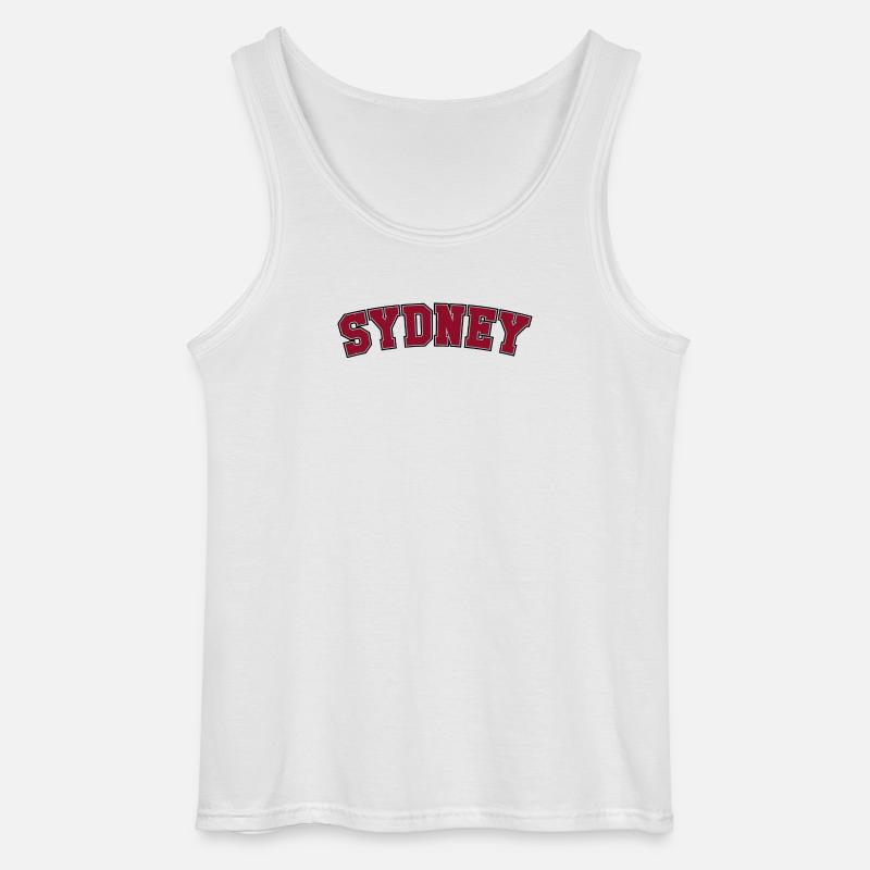 Sydney Varsity Arch Lettering - Gildan Men’s Tank Top - white