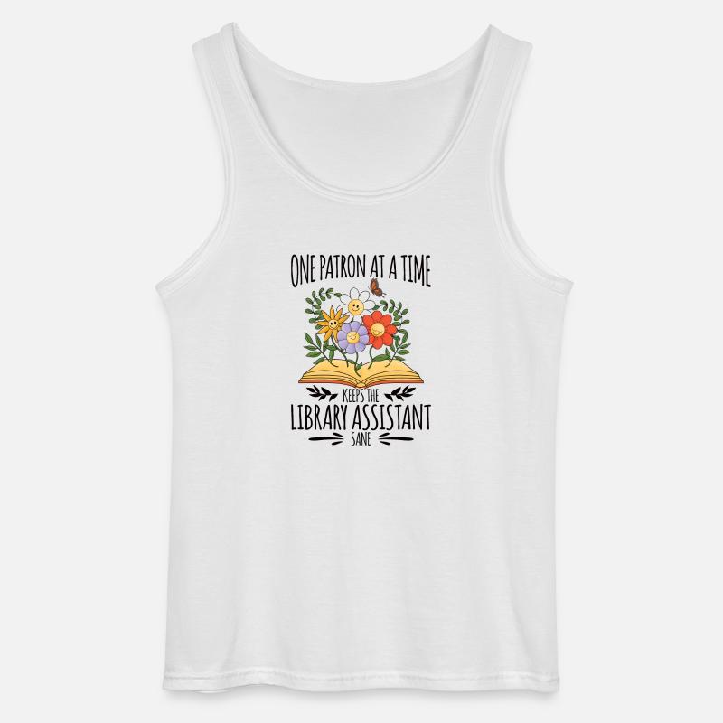 Library Aide Funny Library Assistant - Gildan Men’s Tank Top - white