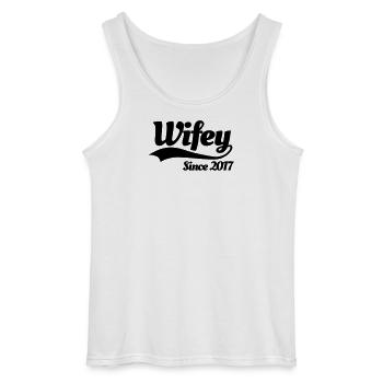 Wifey since 2017 (couples) - Gildan Men’s Tank Top - white - Front - AI Model Male 185 dark (185cm)