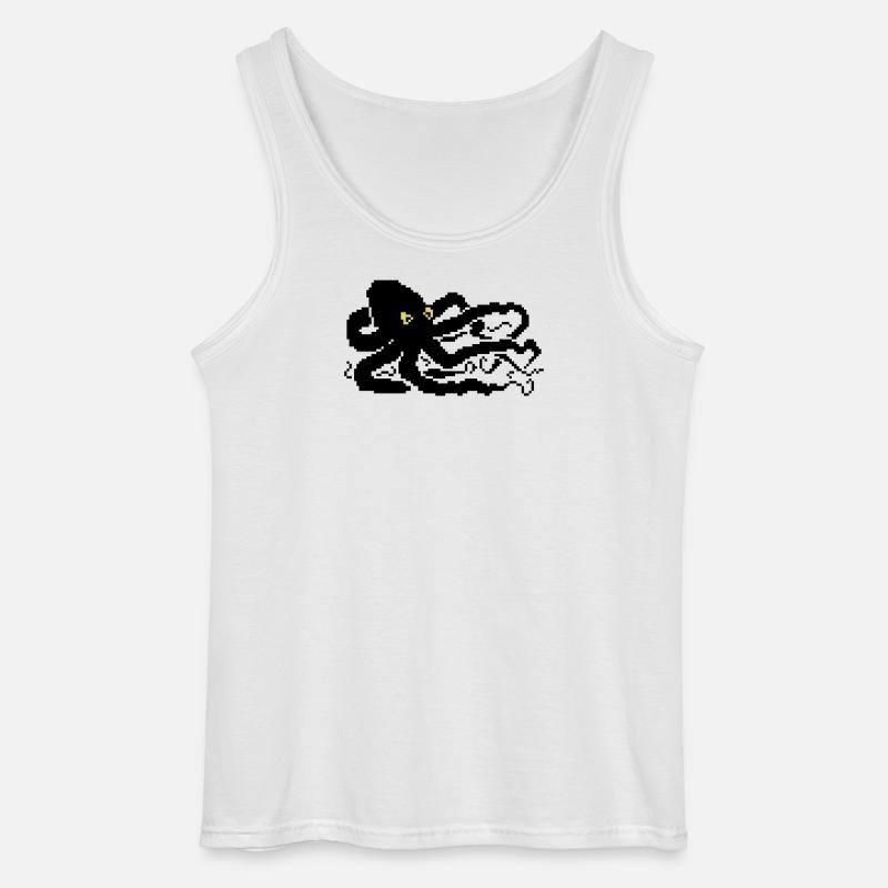 8bit pixel octopus - Gildan Men’s Tank Top - white