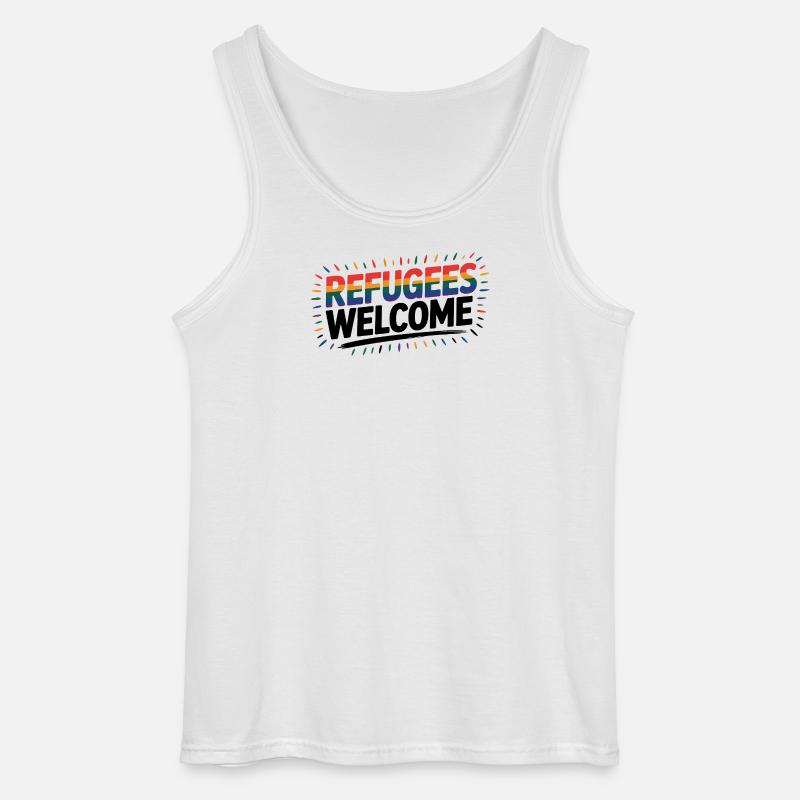 Refugees Welcome - Cool Pride Logo - Gildan Männer Tank Top - Weiß