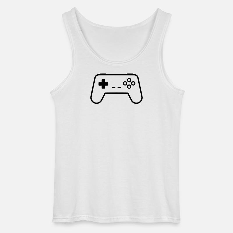 Gamepad Controller Outline Gaming Vector - Gildan Men’s Tank Top - white