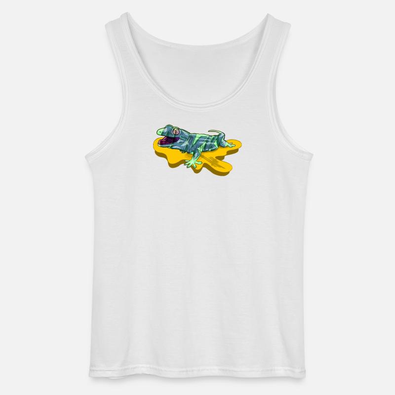 Eidechse auf neongelbem Teich - Gildan Männer Tank Top - Weiß
