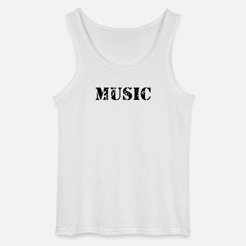 music as a stamp print design - Gildan Men’s Tank Top - white