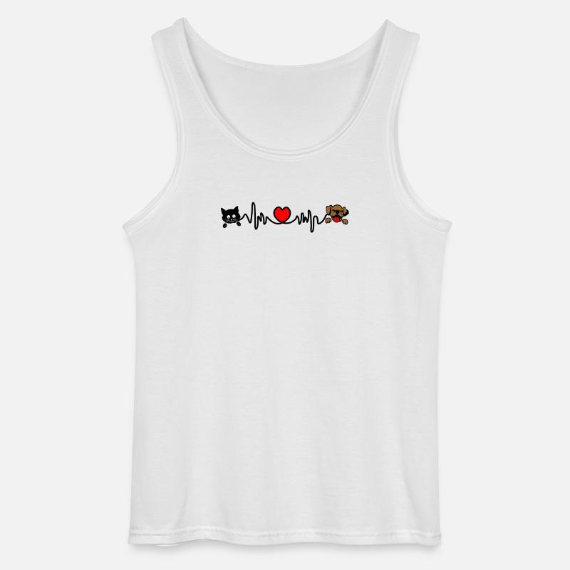 Cardio-Herzfrequenz Hund und Katze Haustiere - Gildan Männer Tank Top - Weiß