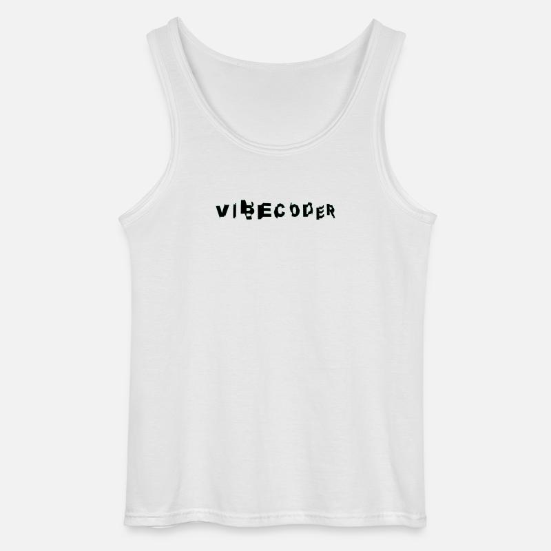 VibeCoder Glitch Neon - Débardeur Gildan Homme - blanc