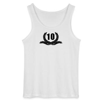 Lauwerkrans 10 YEARS - Gildan Men’s Tank Top - white - Front - AI Model Male 185 dark (185cm)