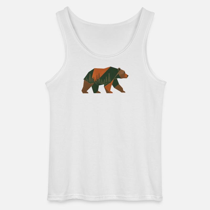 Geometric Forest Bear - Gildan Men’s Tank Top - white