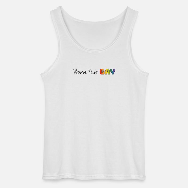 Regenbogen born this gay - Gildan Männer Tank Top - Weiß