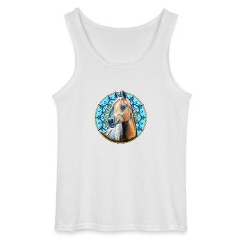BESTO - Gildan Men’s Tank Top - white - Front - AI Model Male 185 dark (185cm)