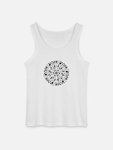 Grain Circle Pattern Gift Idea - Gildan Men’s Tank Top - white