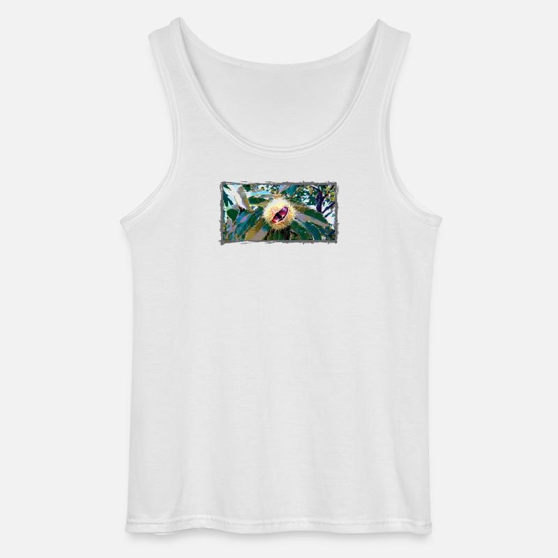 Kastanie in spitzen Blätterdesign - Gildan Männer Tank Top - Weiß
