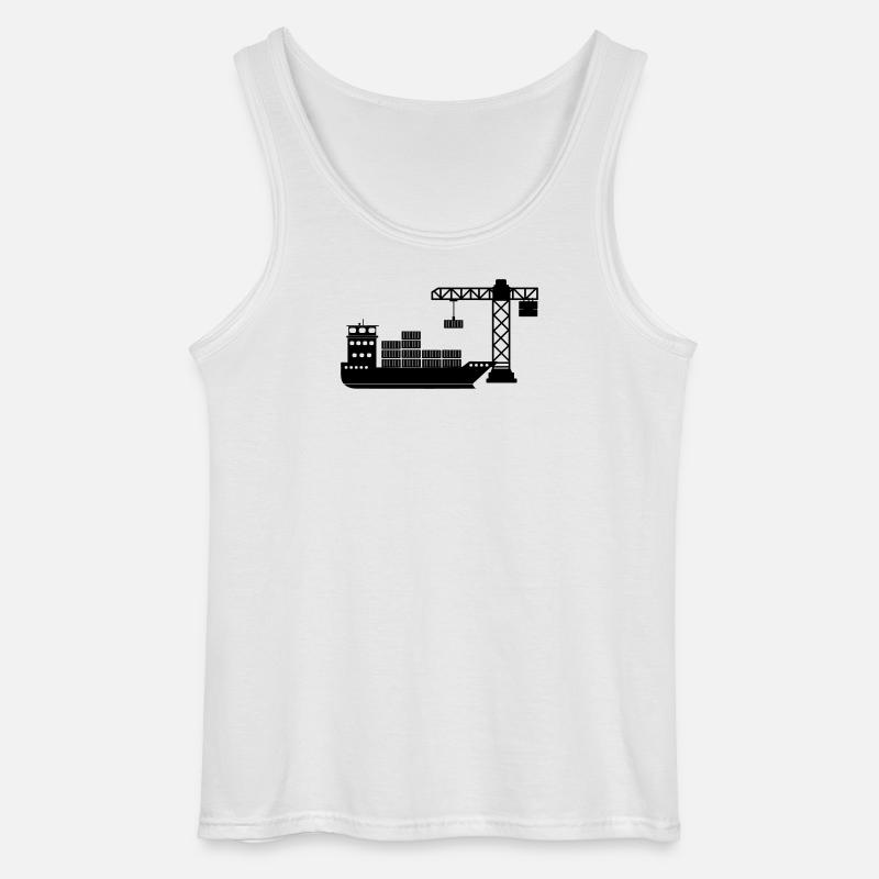 Seecontainerboot mit Kranentladung - Gildan Männer Tank Top - Weiß