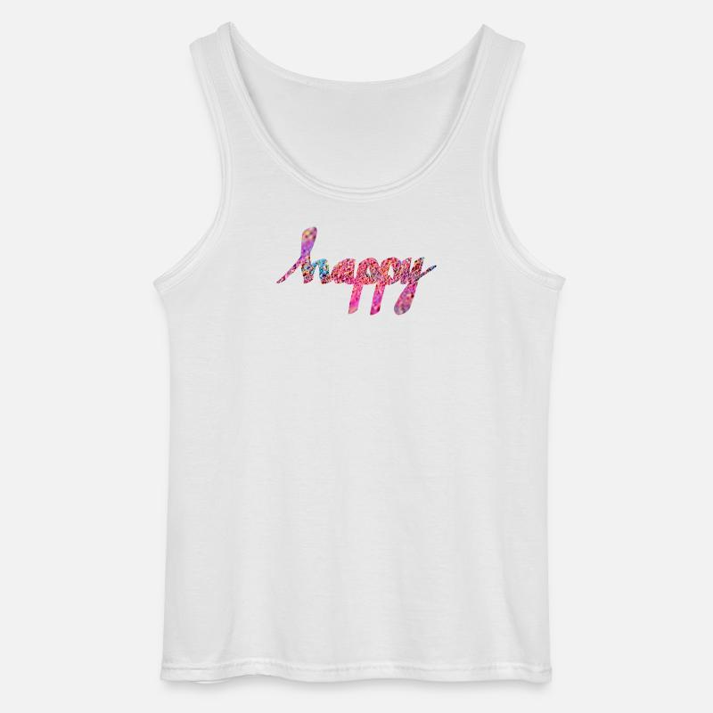GLÜCKLICH - Gildan Männer Tank Top - Weiß