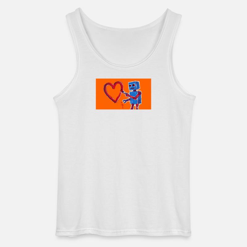 Robotherz auf Neonorange Hintergrund - Gildan Männer Tank Top - Weiß