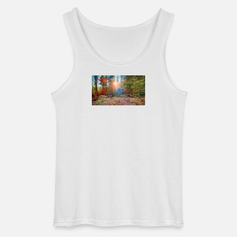Sonnenlicht im Herbstwald - Gildan Männer Tank Top - Weiß