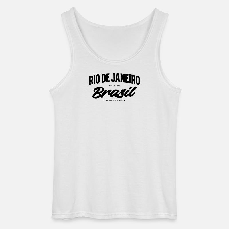 Rio de Janeiro Brazil Script Banner - Gildan Männer Tank Top - Weiß