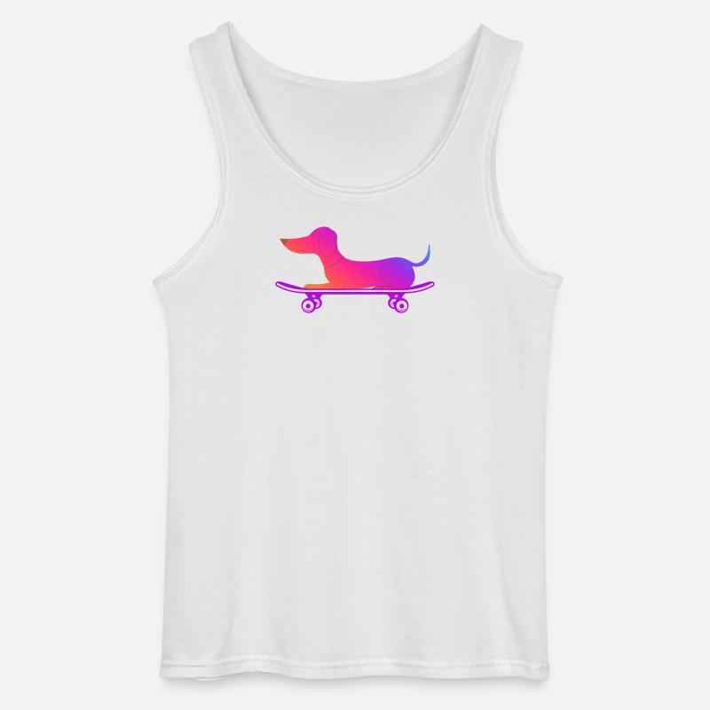 Dackel mit Skateboard - Gildan Männer Tank Top - Weiß