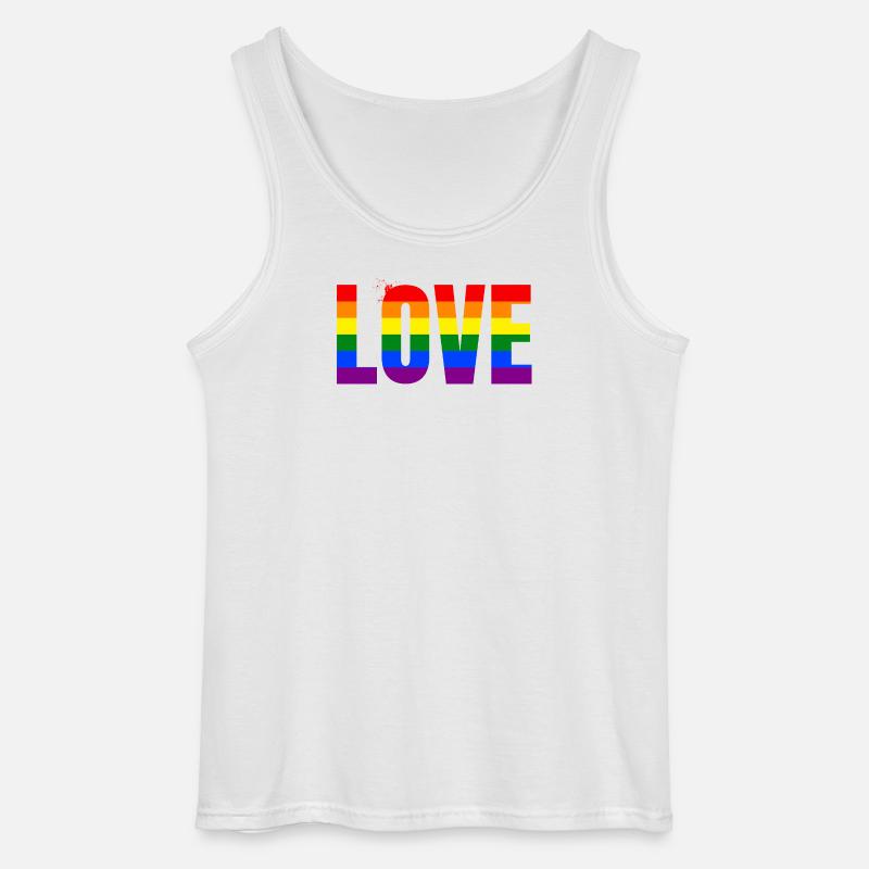 LOVE Rainbow Statement – Bold Equality Message - Gildan Männer Tank Top - Weiß
