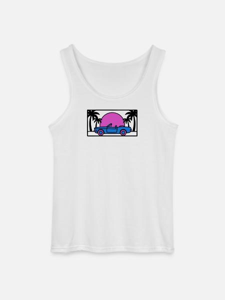 Convertible Palm Trees Sunset Graphic - Gildan Men’s Tank Top - white