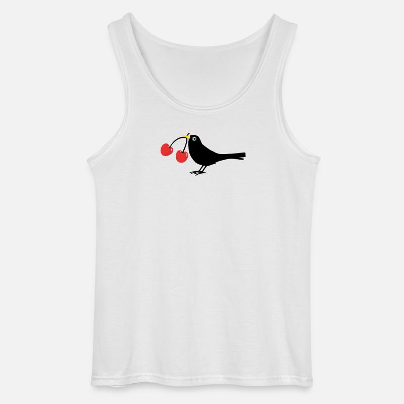 Krähe mit Kirschen - Gildan Männer Tank Top - Weiß