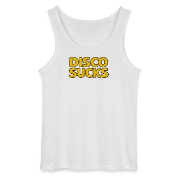 Disco Sucks - Gildan Men’s Tank Top - white - Front - AI Model Male 185 dark (185cm)