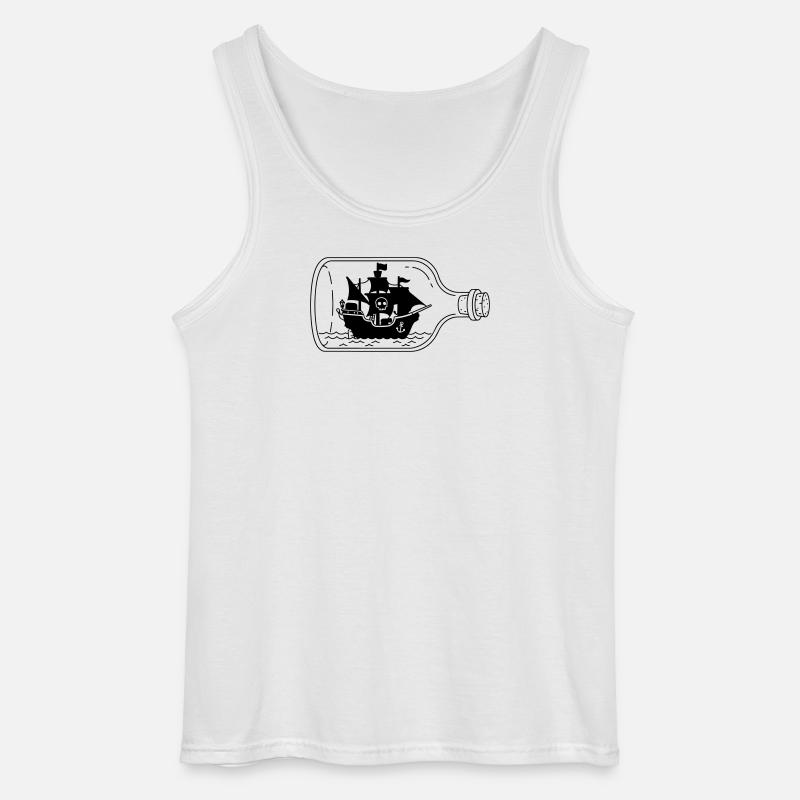 pirate ship in bottle - Gildan Men’s Tank Top - white