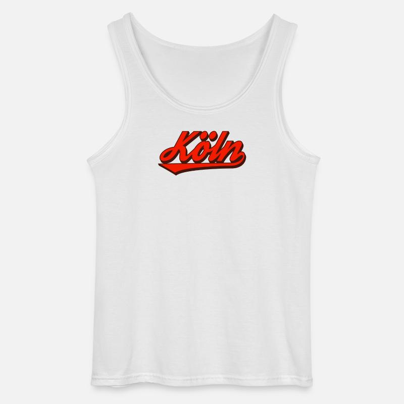 Köln Retro Script Logo Rot - Gildan Männer Tank Top - Weiß