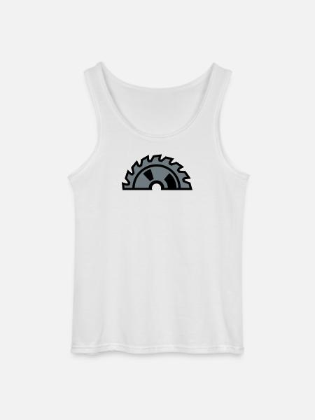 Circular Saw Blade Half Logo - Gildan Men’s Tank Top - white