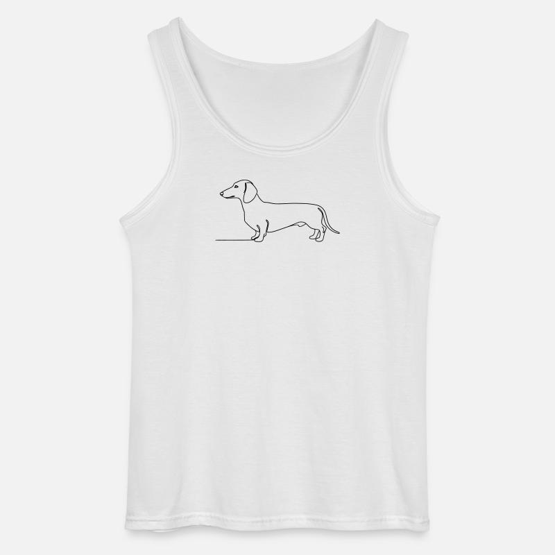 Dackel Teckel One Line Art - Gildan Männer Tank Top - Weiß