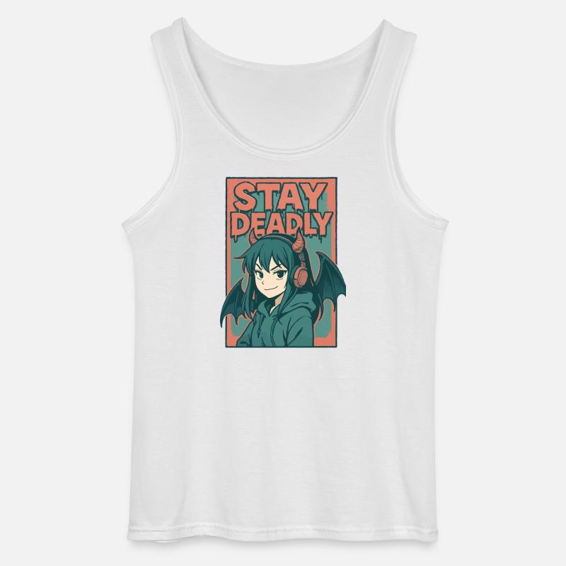 Bleib tödlich Dämonenmädchen Kunst - Gildan Männer Tank Top - Weiß