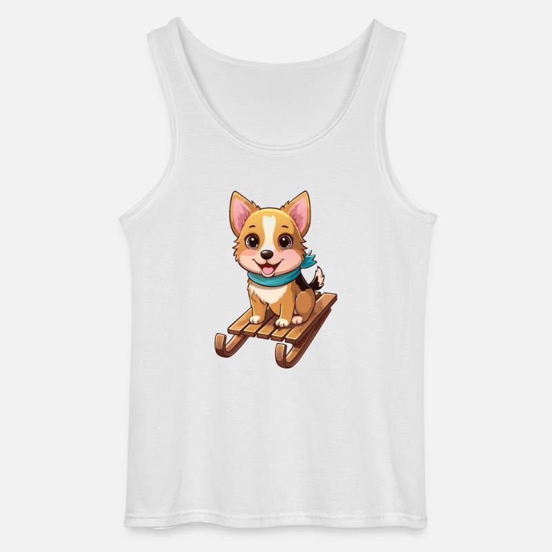 Lustiger Hund mit Schlitten - Gildan Männer Tank Top - Weiß