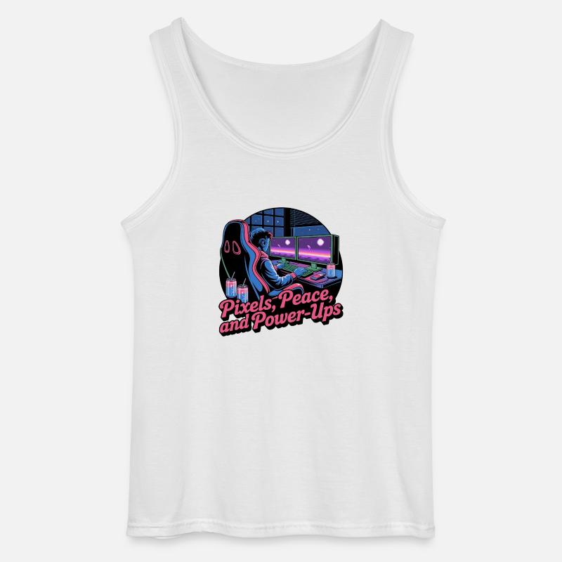 Pixels, Peace & Power-Ups – Gaming-Setup - Gildan Männer Tank Top - Weiß