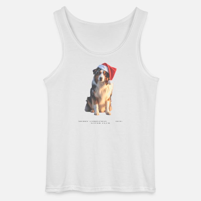 Boder Collie Weihnachts-Hund im Santa-Hut - Gildan Männer Tank Top - Weiß