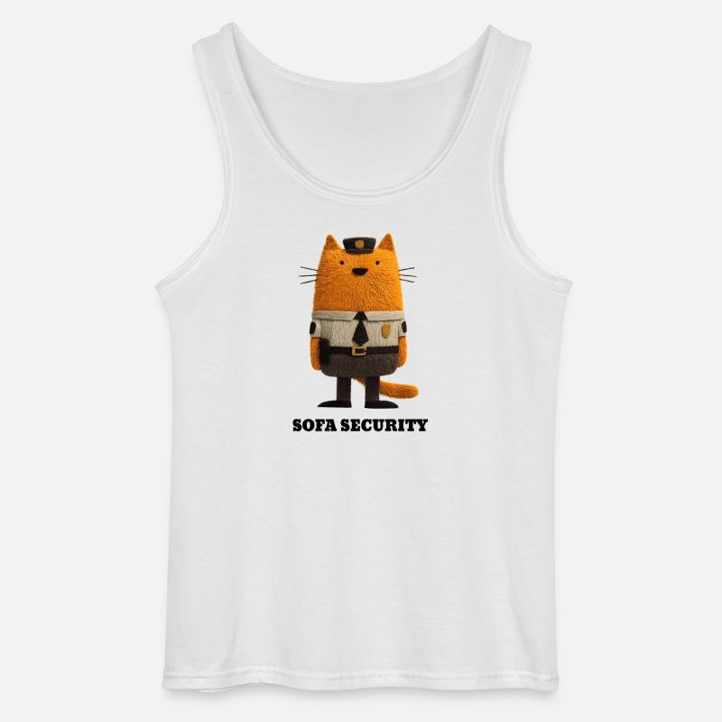 Cat in Security Look - Sofa Security - Gildan Men’s Tank Top - white