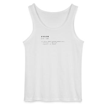 Essen – Verb - Die nächtliche Genusskunst - Gildan Männer Tank Top - Weiß - Vorne - AI Model Male 185 dark (185cm)