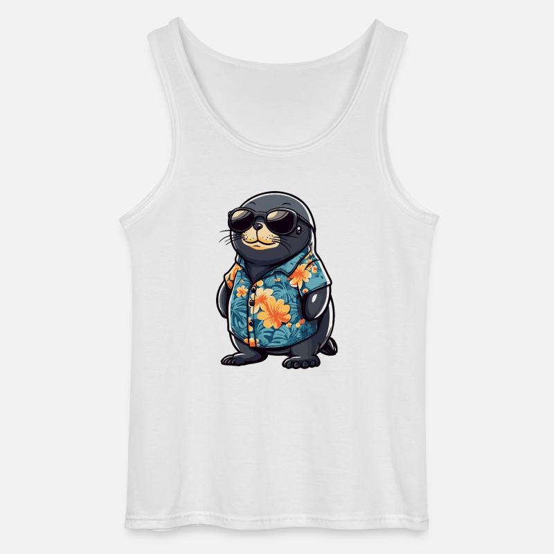 Robbe Tier Lustig Sommer - Gildan Männer Tank Top - Weiß