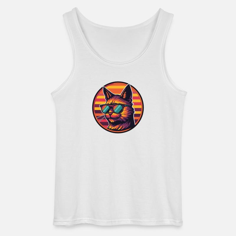 Cat Comic Cool Summer - Gildan Men’s Tank Top - white