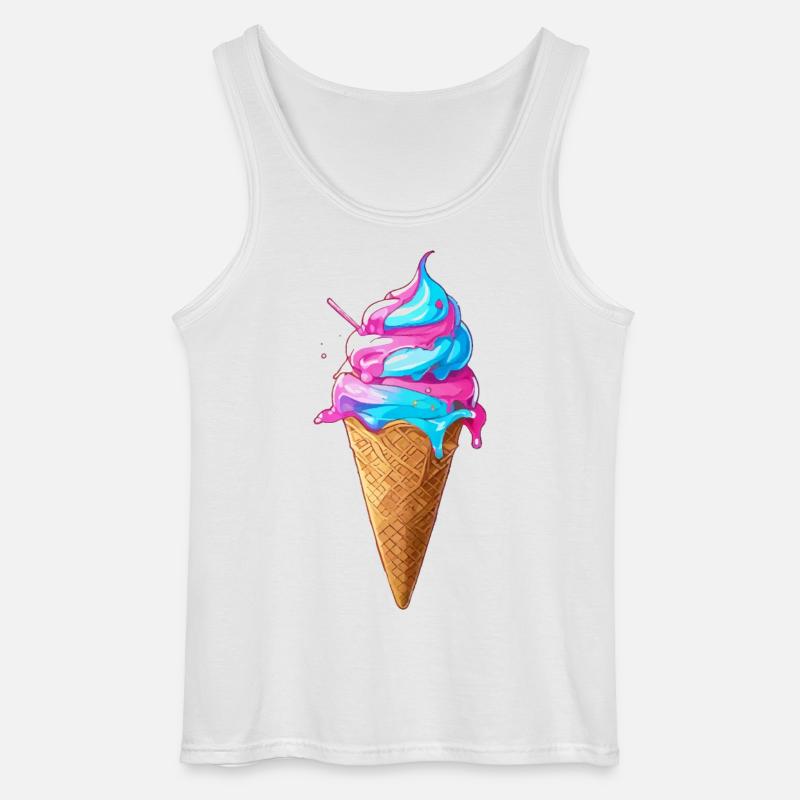 Lecker Eiscreme | Synthwave Eistüte - Gildan Männer Tank Top - Weiß