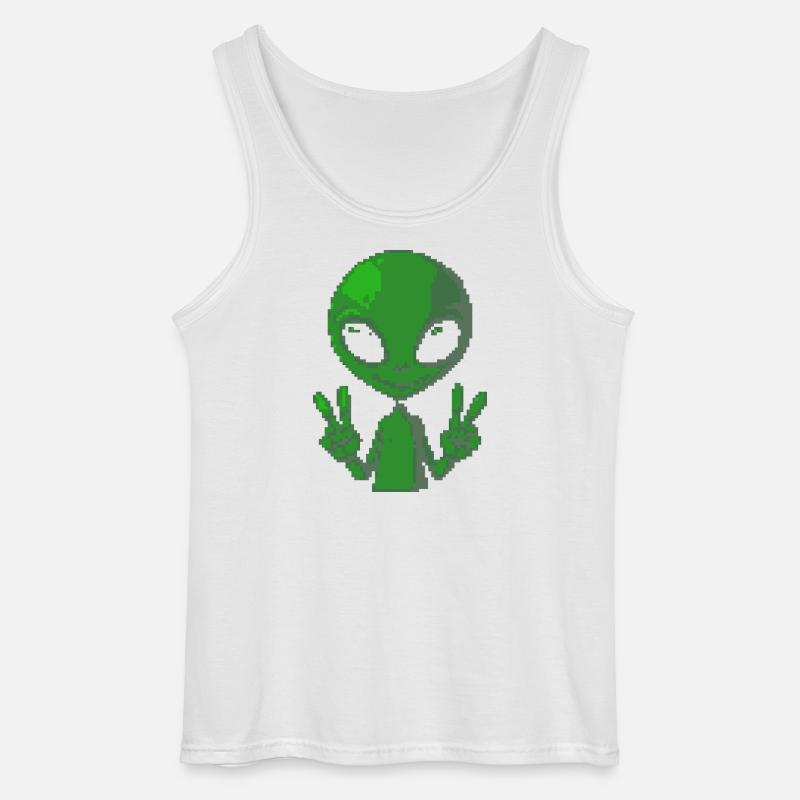 Pixel Alien Friedenszeichen - Gildan Männer Tank Top - Weiß