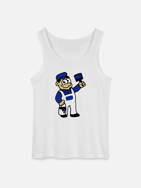 Painter with brush and paint - Gildan Men’s Tank Top - white