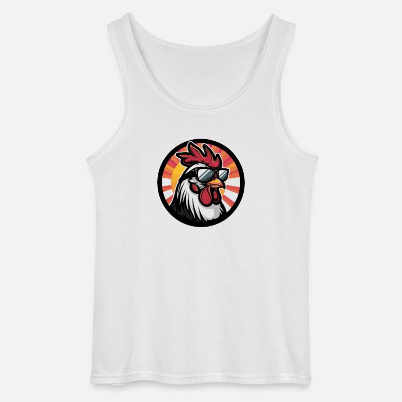Hahn Comic Cool Sommer - Gildan Männer Tank Top - Weiß