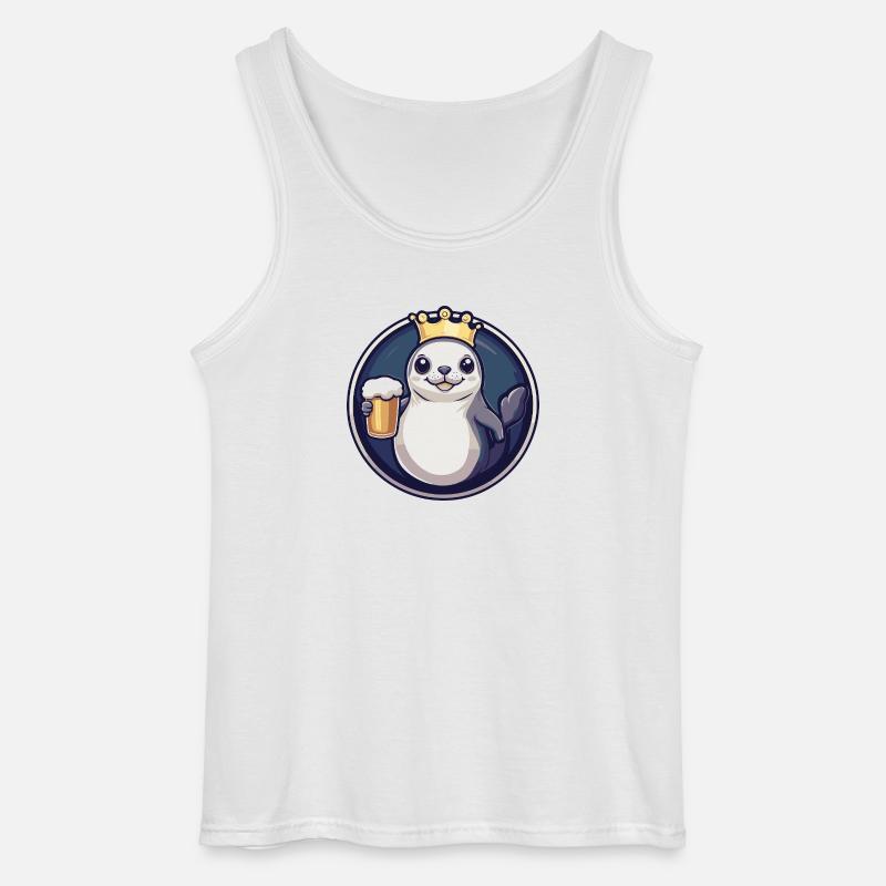 Robbe Tier Bier - Gildan Männer Tank Top - Weiß