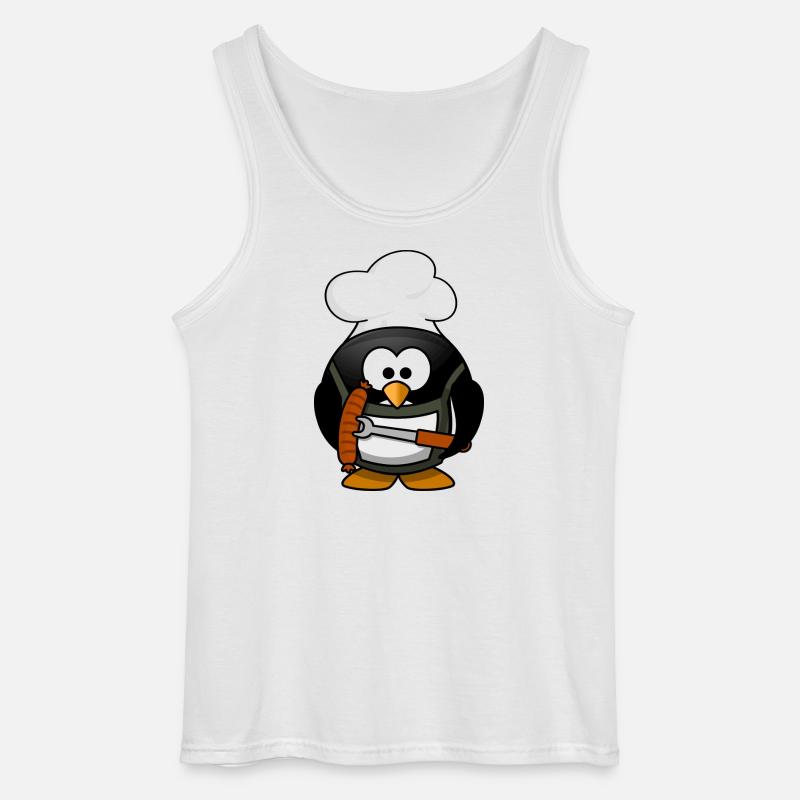 Kochpinguin mit Grillwurst - Gildan Männer Tank Top - Weiß