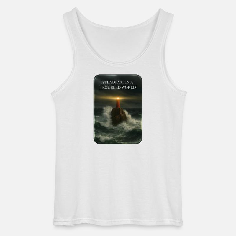 STEADFAST IN A TROUBLED WORLD - Gildan Männer Tank Top - Weiß