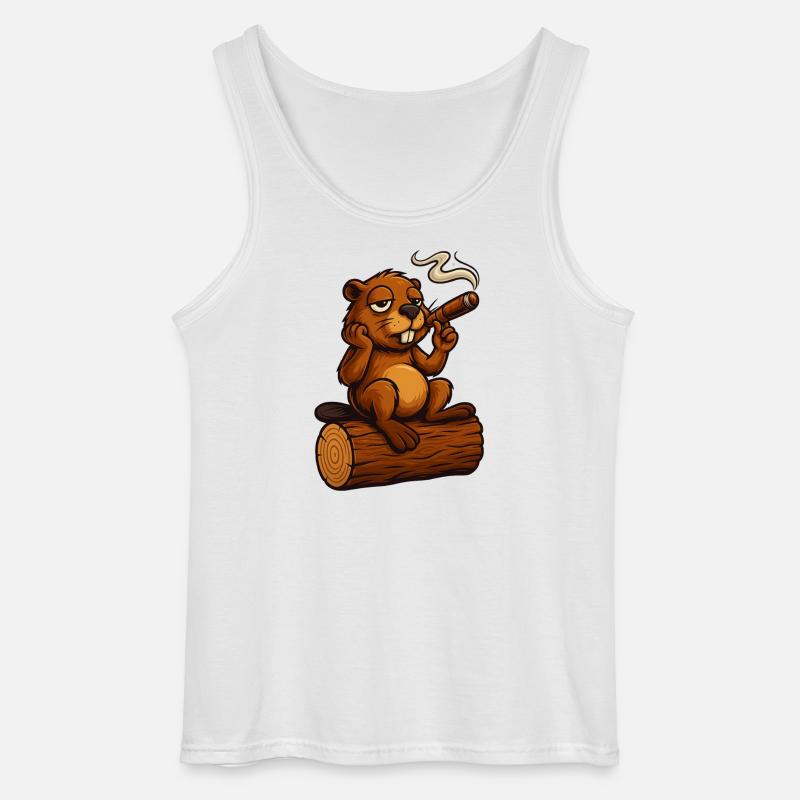 Chillender Biber mit Zigarre - Gildan Männer Tank Top - Weiß