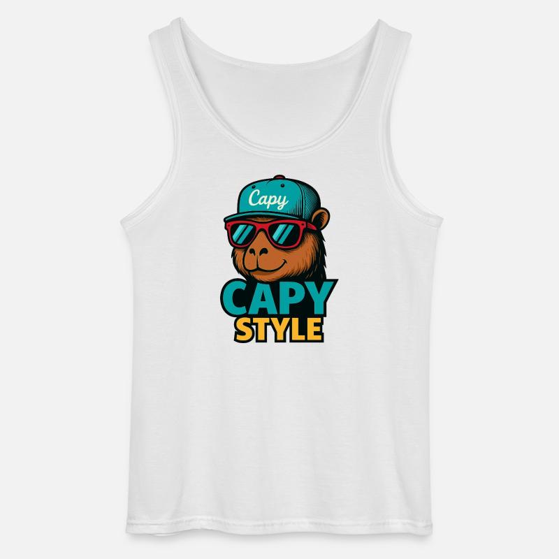 Capy Style Cap Graphic - Gildan Männer Tank Top - Weiß