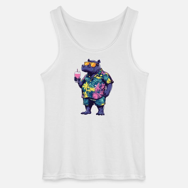 Nilpferd Comic Sommer - Gildan Männer Tank Top - Weiß