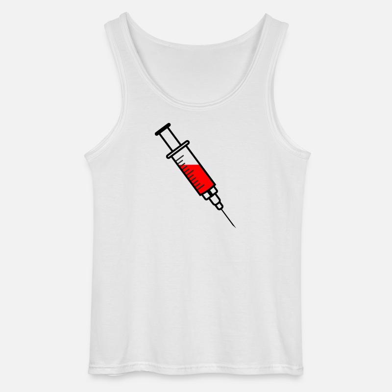 Impfspritze mit rotem flüssigem Medikament - Gildan Männer Tank Top - Weiß